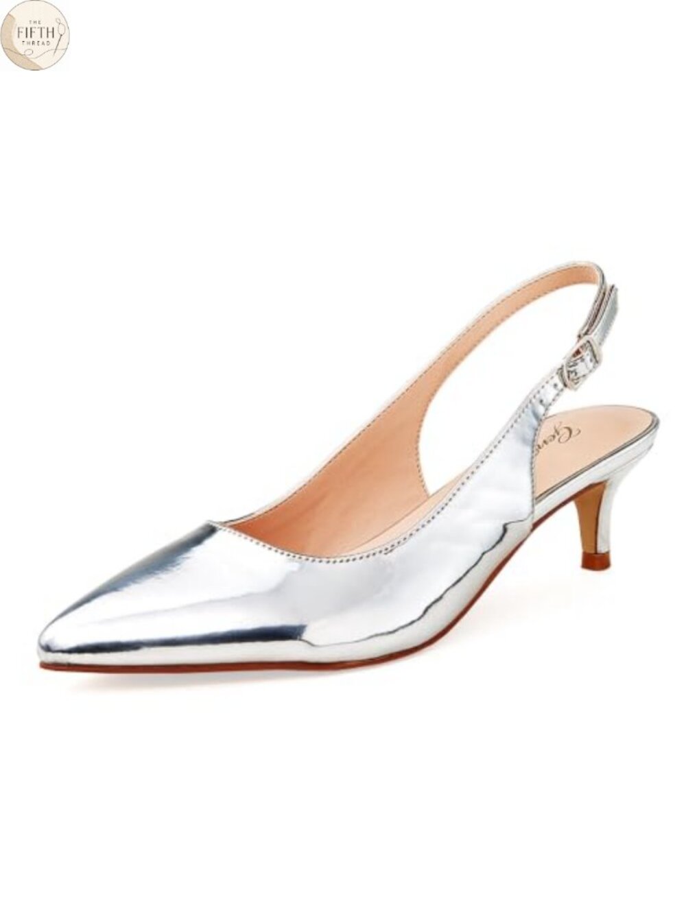Kitten Heels Closed Toe Slingback Pumps Pointed Toe Buckle Pump Shoe 2 inch